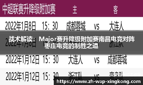 战术解读:Major赛升降级附加赛南昌电竞对阵枣庄电竞的制胜之道